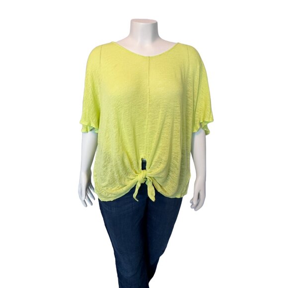 Yellow Cupio Sweater Tee with front Tie (XL) - Picture 1 of 4